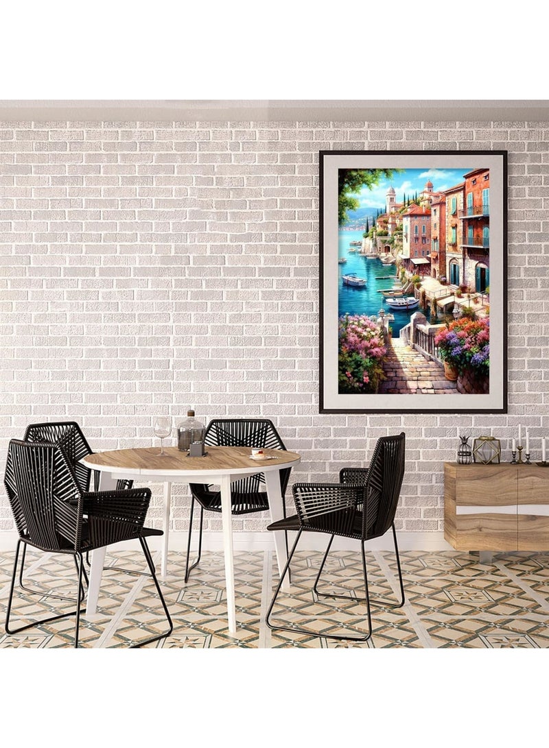 أطقم رسم الماس للبالغين للمبتدئين - 12x16 بوصة مدينة ساحلية DIY أطقم فن الماس 5D، لوحات نقاط الماس كاملة الحفر مع الماس، فنون وحرف للديكور المنزلي، هدايا - Image 2